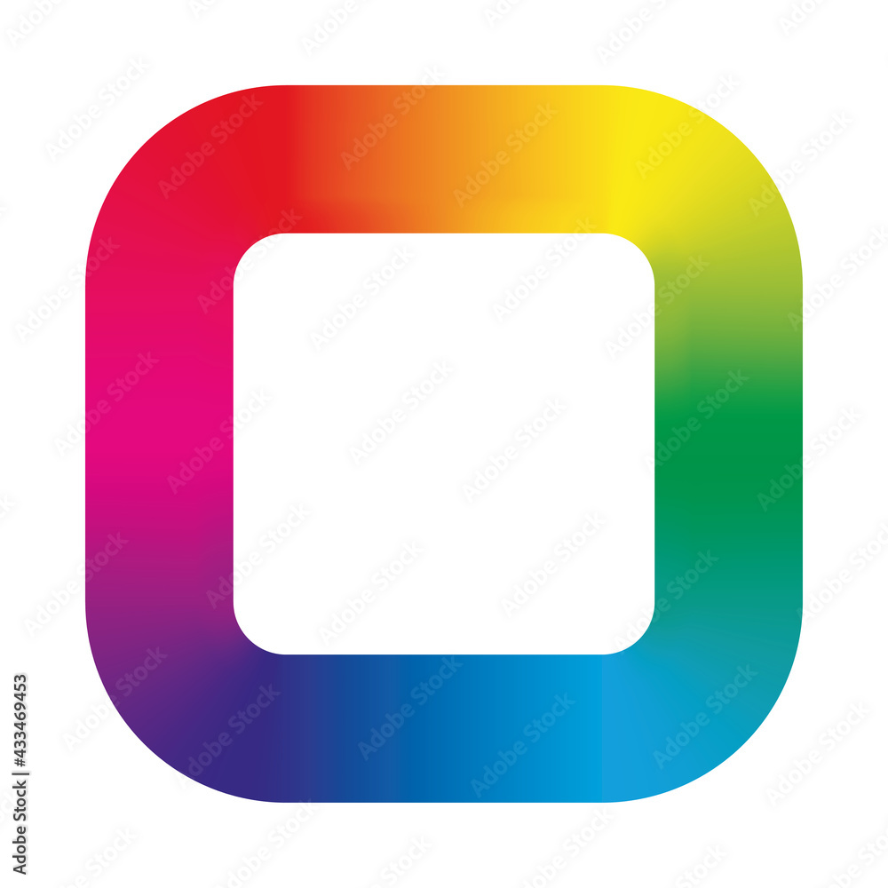 Poster colorful rainbow gradient square frame with rounded corners. vector illustration with rainbow light 