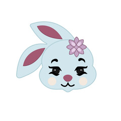 Fototapeta na wymiar cute rabbit with flower for themed greeting cards