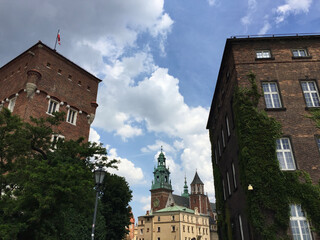 The Parish House, Clock Tower and Silver Bell Tower at the Wawel Castle Complex in Krakow, Poland