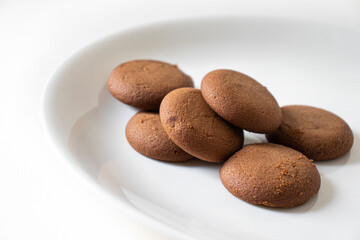 indian chocolate pastry biscuits isolated on white background