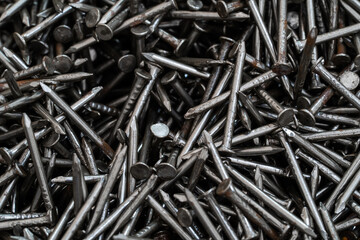 Macrophotography from a set of nails piled up. Sharp photo.