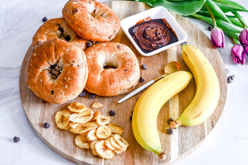 Banana Chocolate Chip Bagel Breakfast Board