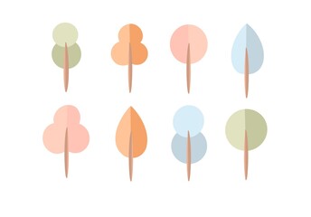 Pastel Trees Illustrations Vector