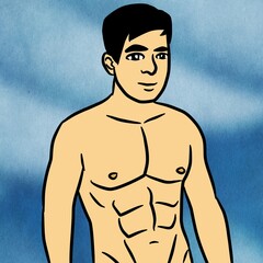 Fototapeta premium cute man cartoon on blue color