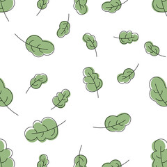 Seamless pattern with green leaves. Vector.