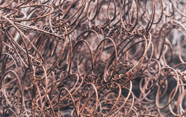 Rough old rusty steel wire. Industrial background	