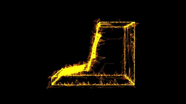 Classic retro perconal computer. Programming code concept. Wireframe low poly mesh technology. Available in 4K FullHD and HD video