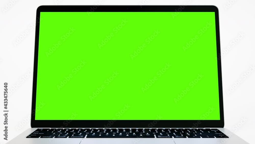 Aufkleber empty green screen display laptop for watching and paste background e business blog or gaming app. c
