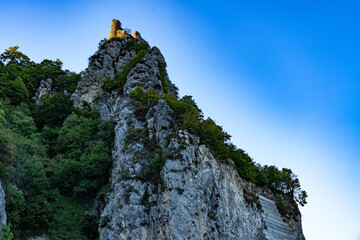 High gray mountain in the forest