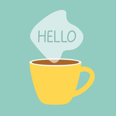 hello word written on coffee steam- vector illustration
