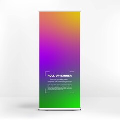 Roll-up banner design, liquid gradient background, advertising banner