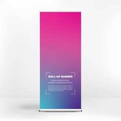 Roll-up banner design, liquid gradient background, advertising banner