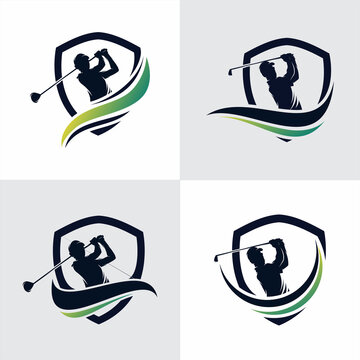 Set of Golf Sport Silhouette Logo Design Template