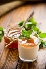 homemade yogurt in a glass and with jam