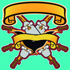 Illustration vector skateboard design with background and text.