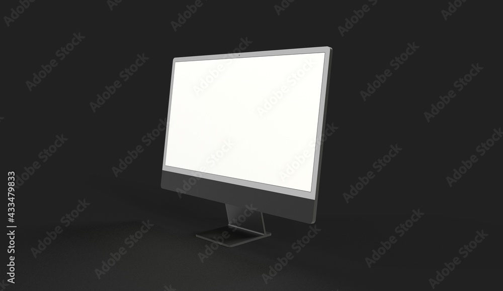 Poster realistic flat screen computer monitor 3de style mockup with blank screen isolated 3d