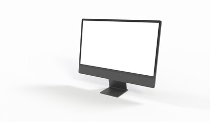 Realistic flat screen computer monitor 3de style mockup with blank screen isolated 3d