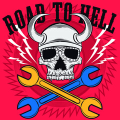 Illustration vector skull motorcycle design