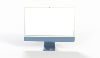 Realistic 3D Computer, with a white screen, isolated on a background - obrazy, fototapety, plakaty