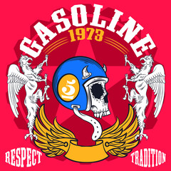 Illustration vector skull motorcycle design