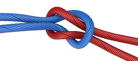 Fototapeta premium ropes tied together on background, space for text. Unity concept 3d