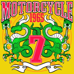Illustration vector dragon motorcycle emblem