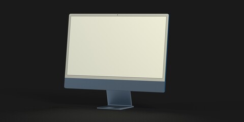 Realistic 3D Computer, with a white screen, isolated on a white background