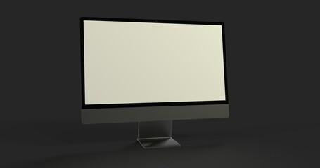 Computer display mock up with blank white screen. Stylish desktop computer mockup 3D