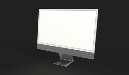 Computer display mock up with blank white screen. Stylish desktop computer mockup 3D