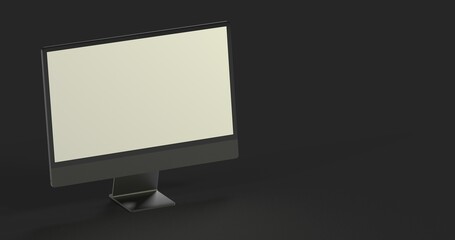 Computer display mock up with blank white screen. Stylish desktop computer mockup 3D