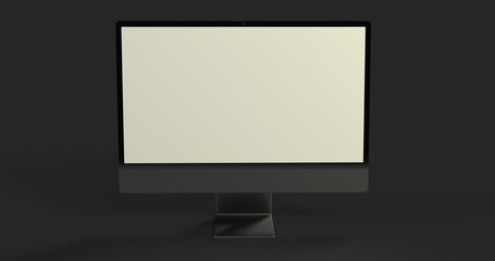 Computer display mock up with blank white screen. Stylish desktop computer mockup 3D