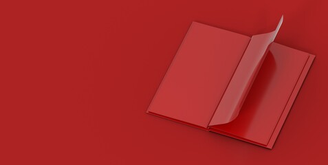Mock up of a floating book on a color background - 3d rendering.