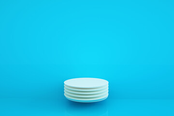 podium for product presentation over blue background, 3d render