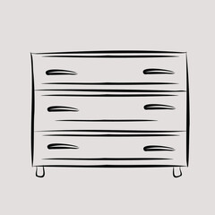 Kitchen, hallway, living room, bedroom. Sofa, armchair, wardrobe, chest of drawers, TV, mirror, floor lamp, chandelier. Part of a set of furniture and interior accessories. Isolated vector objects.