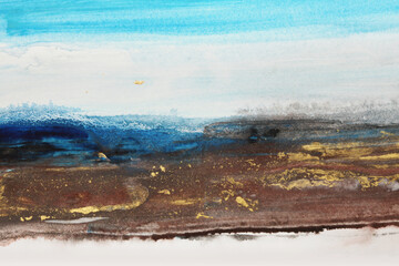 Art Abstract flow blot  acrylic and watercolor horizontal background. Marble texture. Alcohol ink colors.