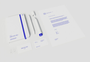 Letter with Personal Planer and Business Card Mockup