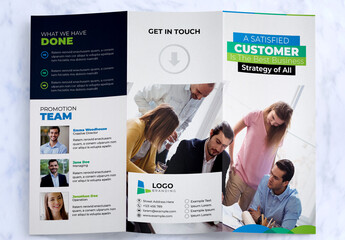 Corporate Clean Tri-Fold Brochure Layout in Green and Blue