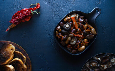 beans with vegetables in a frying pan