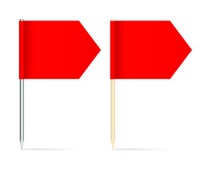 Two Red Flag Pins Arrows isolated on a white background. 3d illustration
