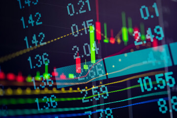 Charts of stock market instruments with various type of indicators and volume analysis for...
