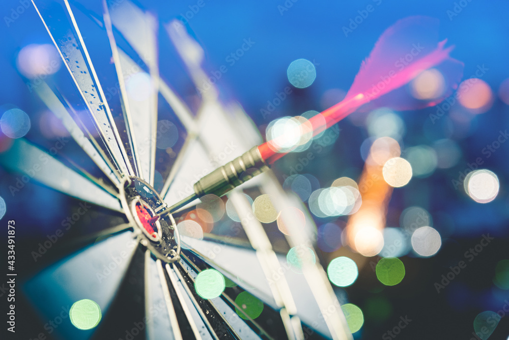 Poster bullseye is a target of business. dart is an opportunity and dartboard is the target and goal. so bo
