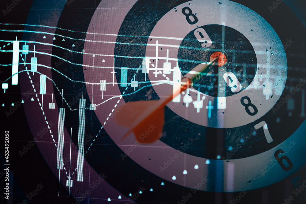 Poster bullseye is a target of business. dart is an opportunity and dartboard is the target and goal. so bo