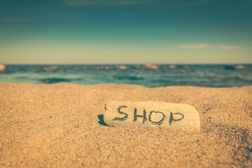 Piece of board with the word 