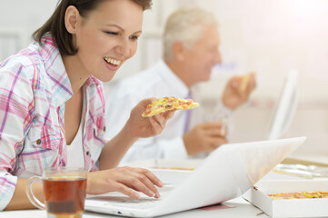 business people having lunch  together