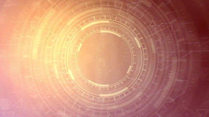 Abstract 3D illustration - multi colored cyber abstract background of moving ui circles, cyberpunk concept