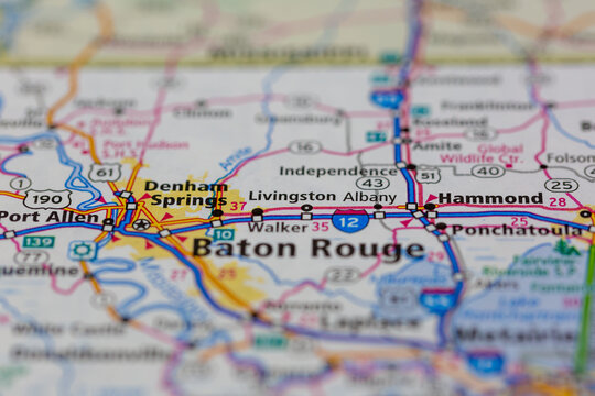 05-13-2021 Portsmouth, Hampshire, UK, Livingston Louisiana USA Shown on a Geography map or road map
