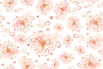 Fototapeta na wymiar Watercolor floral pattern seamless background design for fabric, Raster