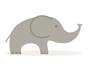 Gray elephant on the white background