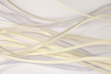 Abstract white and yellow color strip wave paper background.