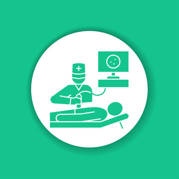 Ultrasound abdominal cavity glyph icon. Medical checkup. Pictogram for web page, mobile app.